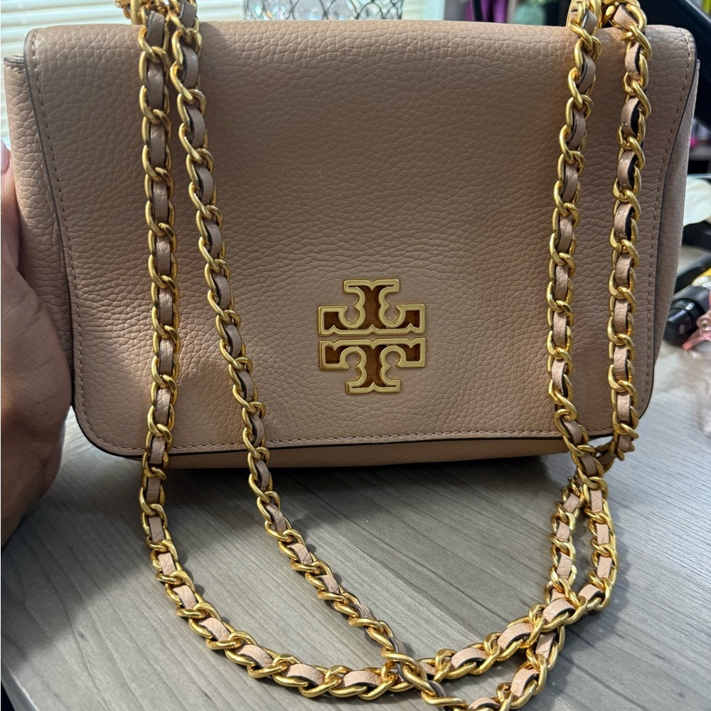 Tory Burch Tan Crossbody Bag with Gold Accents - Picture 3 of 6